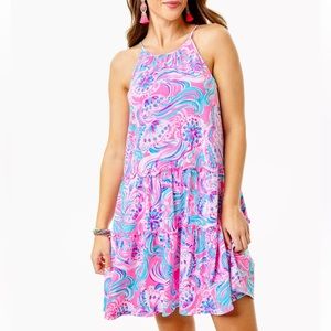 Lilly Pulitzer Sz XL Printed Tiered Dress EUC